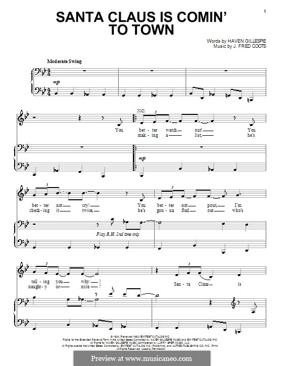 Vocal version: Für Stimme und Klavier by J. Fred Coots