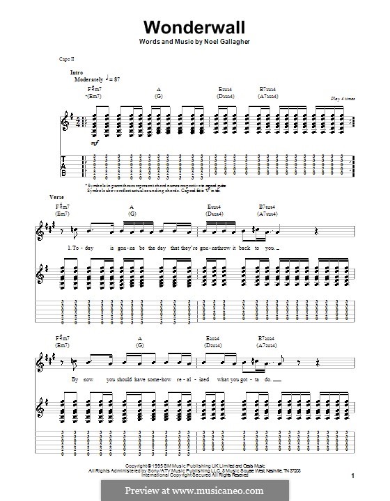 Wonderwall (Oasis): Für Gitarre mit Tabulatur by Noel Gallagher