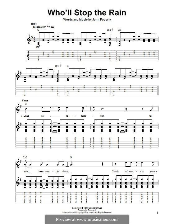 Who'll Stop the Rain (Creedence Clearwater Revival): Für Gitarre mit Tabulatur by John C. Fogerty