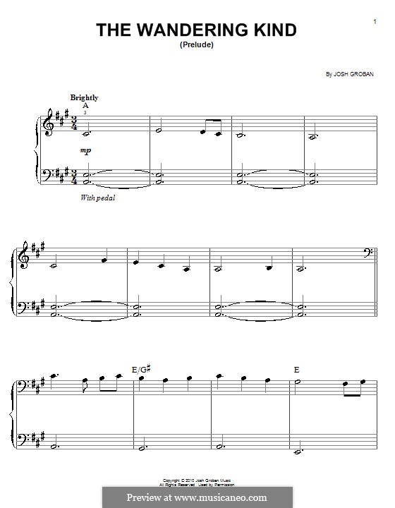 The Wandering Kind: Für Klavier, leicht by Josh Groban