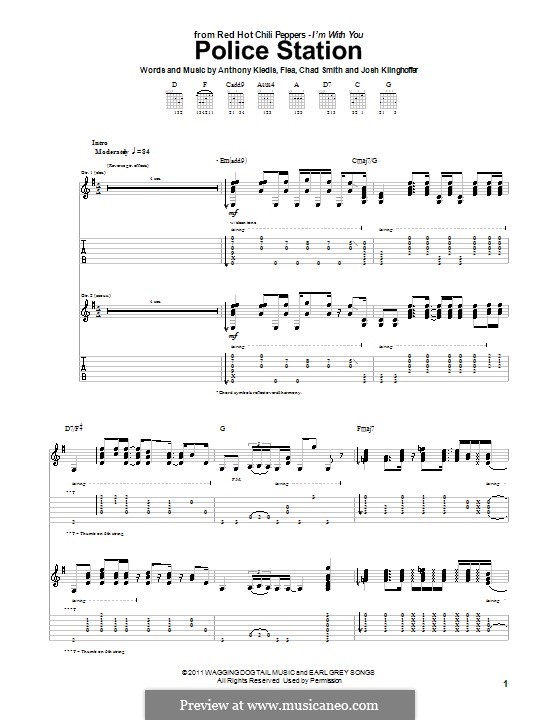 Police Station (Red Hot Chili Peppers): For Gitarre (mit Tabulatur) by Flea, Anthony Kiedis, Chad Smith, Josh Klinghoffer