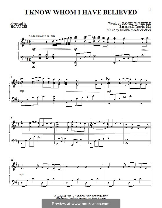 I Know Whom I Have Believed: Für Klavier by James McGranahan
