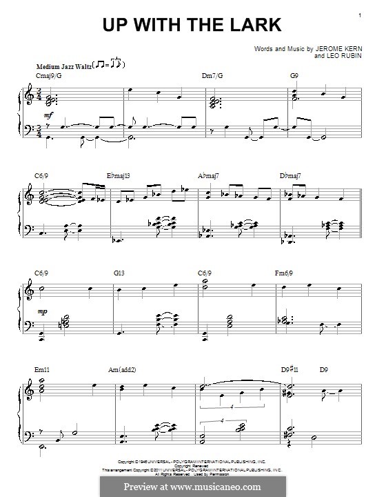 Up with the Lark: Für Klavier (jazz version) by Jerome Kern, Leo Robin