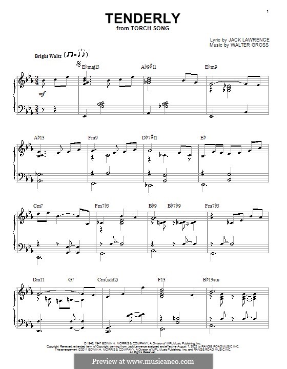 Tenderly: Für Klavier by Walter Gross