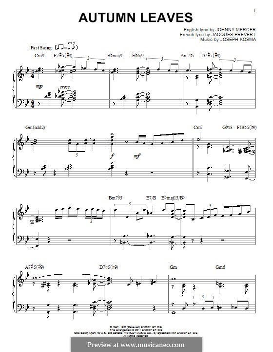 Piano version: Jazz version by Joseph Kosma