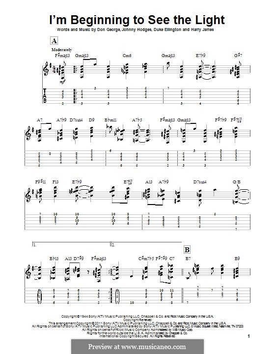 I'm Beginning to See the Light: Für Gitarre mit Tabulatur by John Hodges, Don George, Duke Ellington, Harry James