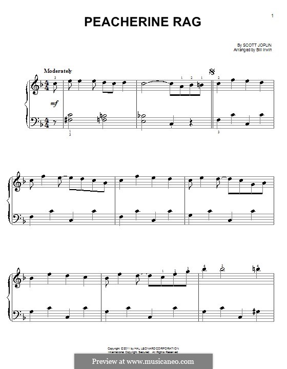 Peacherine Rag: Für Klavier, leicht by Scott Joplin