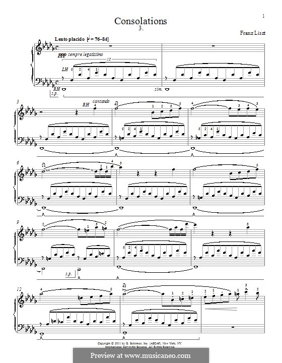 Consolations, S.172: Nr.3 in Des-Dur (Noten von hoher Qualität) by Franz Liszt