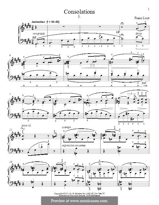 Consolations, S.172: Nr.5 in E-Dur by Franz Liszt