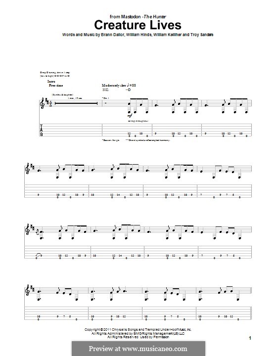 Creature Lives (Mastodon): Für Gitarre mit Tabulatur by Brann Dailor, Troy Sanders, William Hinds, William Kelliher