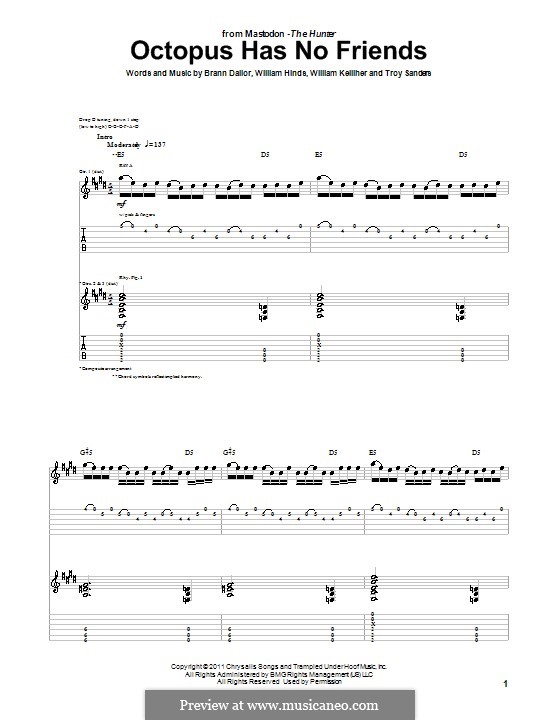 Octopus Has No Friends (Mastodon): Für Gitarre mit Tabulatur by Brann Dailor, Troy Sanders, William Hinds, William Kelliher