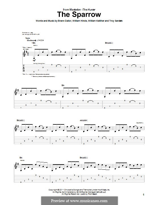 The Sparrow (Mastodon): Für Gitarre mit Tabulatur by Brann Dailor, Troy Sanders, William Hinds, William Kelliher