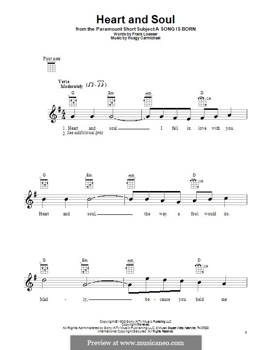 Heart and Soul: Für Ukulele by Hoagy Carmichael