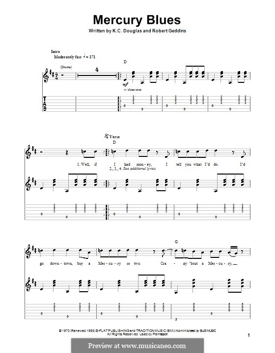Mercury Blues (Alan Jackson): Für Gitarre mit Tabulatur by K. C. Douglas, Robert Geddins