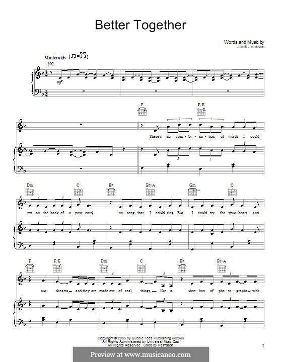 Better Together: Für Stimme und Klavier (oder Gitarre) by Jack Johnson