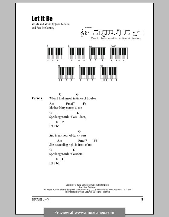 Vocal version: Text und Akkorde für Klavier by John Lennon, Paul McCartney
