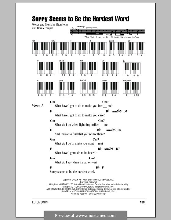 Песня sorry seems to be. Sorry seems to be the hardest Word Элтон Джон. Sorry seems to be аккорды для пианино. Sorry seems to be the hardest Word на фортепиано. Sorry seems to be the hardest Word Ноты.