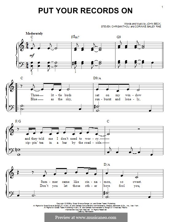 Put Your Records on (Corinne Bailey Rae): Für Klavier, leicht by John Beck, Steven Chrisanthou