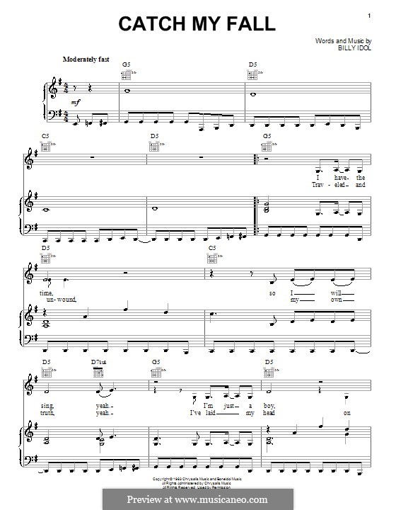 Catch My Fall: Für Stimme und Klavier (oder Gitarre) by Billy Idol