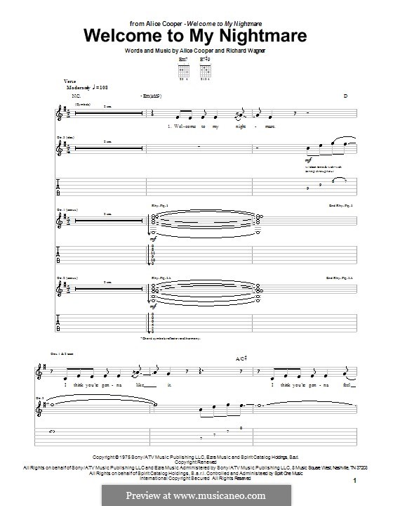 Welcome to My Nightmare: Für Gitarre mit Tabulatur by Richard Wagner