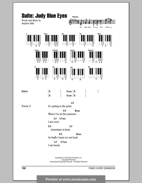 Judy Blue Eyes (Suite): Text und Akkorde für Klavier by Stephen Stills
