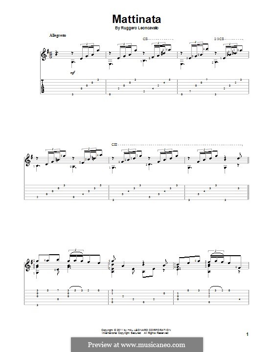 Mattinata: Für Gitarre by Ruggero Leoncavallo