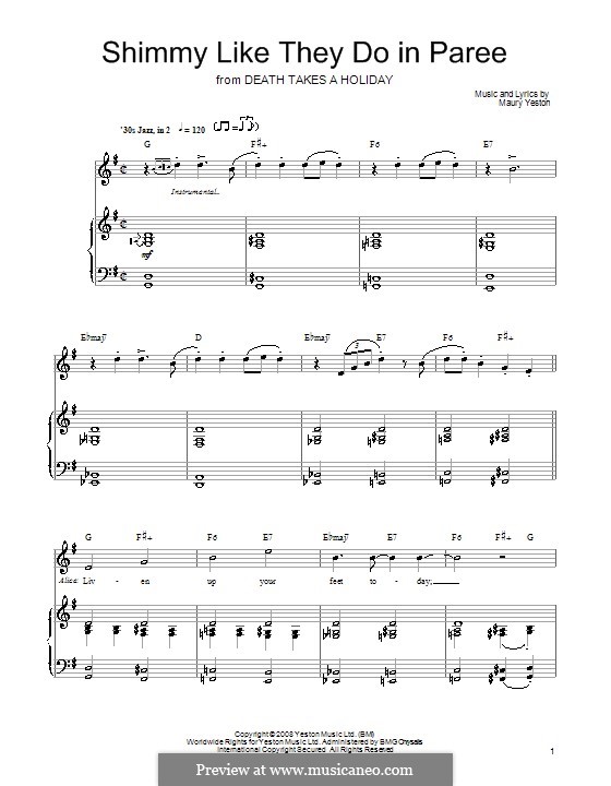 Shimmy Like They Do in Paree: Für Stimme und Klavier (oder Gitarre) by Maury Yeston