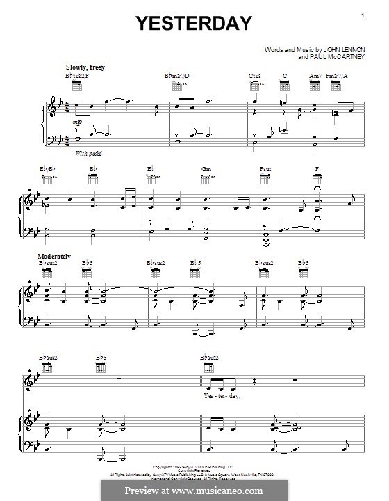 Vocal version: Für Stimme und Klavier oder Gitarre (B-Dur) by John Lennon, Paul McCartney