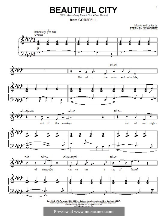 Beautiful City: Für Stimme und Klavier (oder Gitarre) by Stephen Schwartz