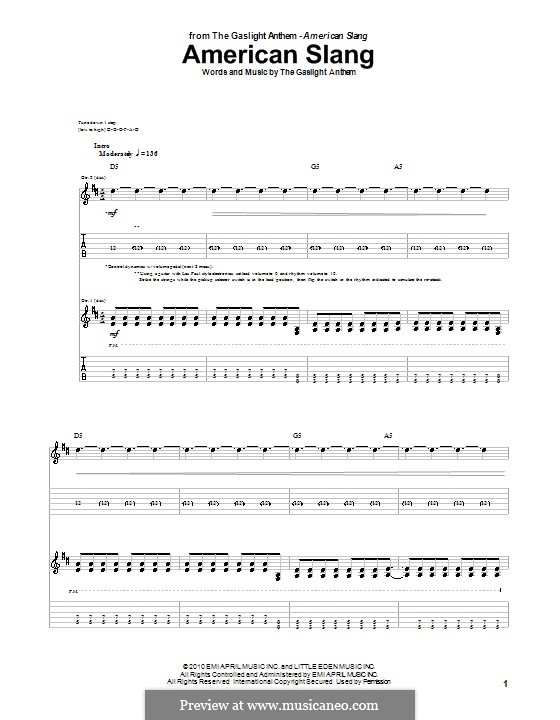 American Slang: Für Gitarre mit Tab by The Gaslight Anthem