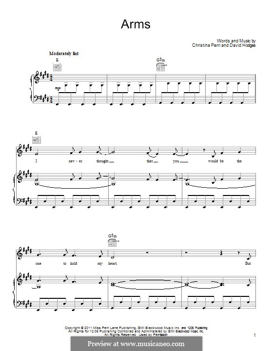 Arms: Für Stimme und Klavier (oder Gitarre) by Christina Perri, David Hodges