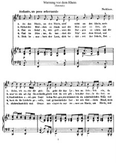 Warnung vor dem Rhein, WoO 16: Klavierauszug mit Singstimmen by Felix Mendelssohn-Bartholdy