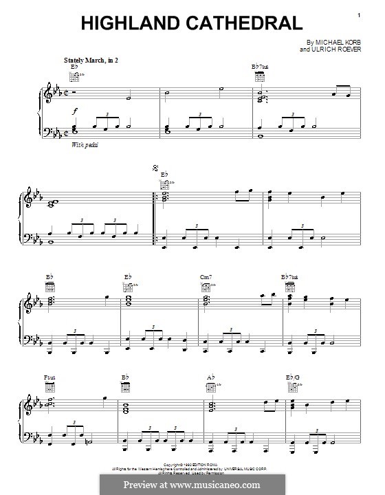 Highland Cathedral: Für Stimme und Klavier (oder Gitarre) by Ulrich Roever