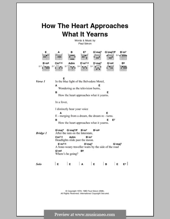 How the Heart Approaches What It Yearns: Text und Akkorde by Paul Simon