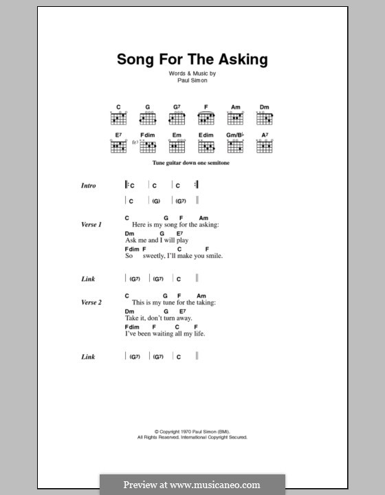 Song for the Asking (Simon & Garfunkel): Text und Akkorde by Paul Simon