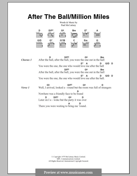 After The Ball/Million Miles: Text und Akkorde by Paul McCartney