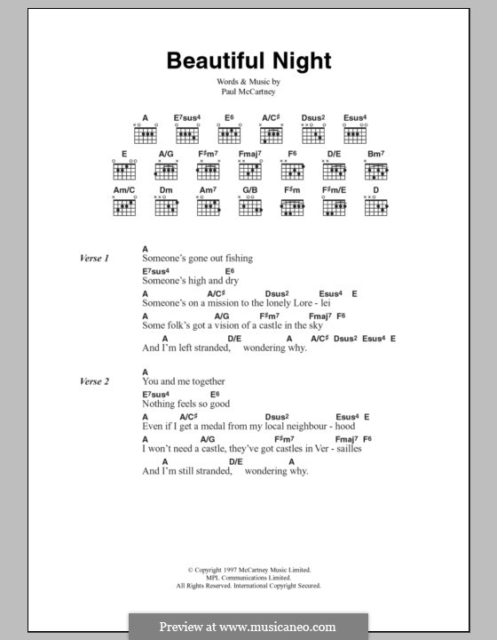 Beautiful Night: Text und Akkorde by Paul McCartney