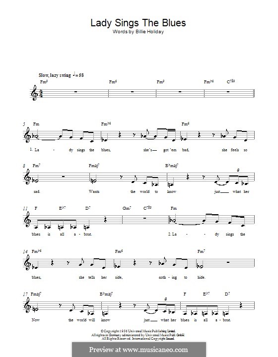 The Lady Sings the Blues (Billie Holiday): Melodie, Text und Akkorde by Herbie Nichols