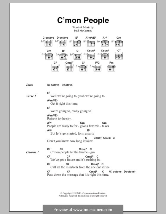 C'mon People: Text und Akkorde by Paul McCartney