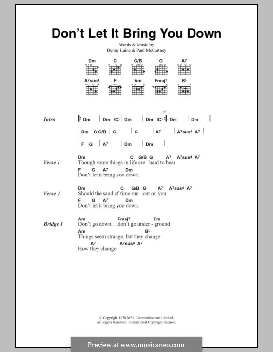 Don't Let It Bring You Down (Wings): Text und Akkorde by Denny Laine, Paul McCartney