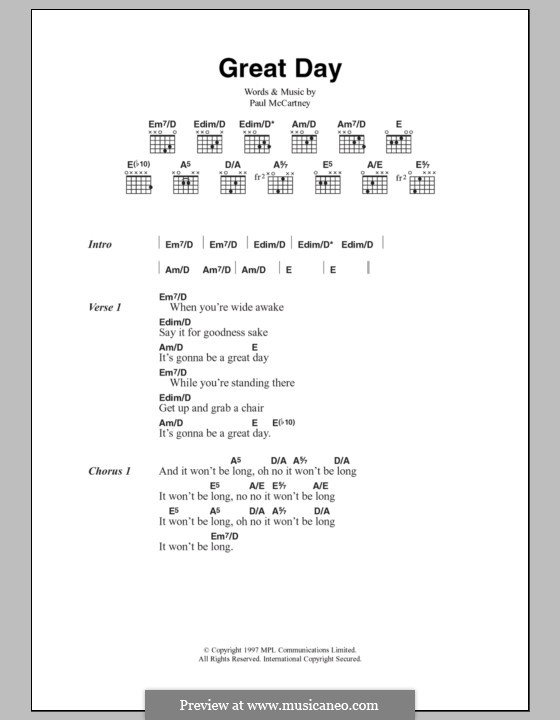 Great Day: Text und Akkorde by Paul McCartney