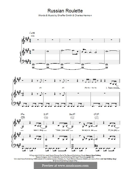 Russian Roulette (Rihanna): Für Stimme und Klavier (oder Gitarre) by Charles Harmon, Ne-Yo