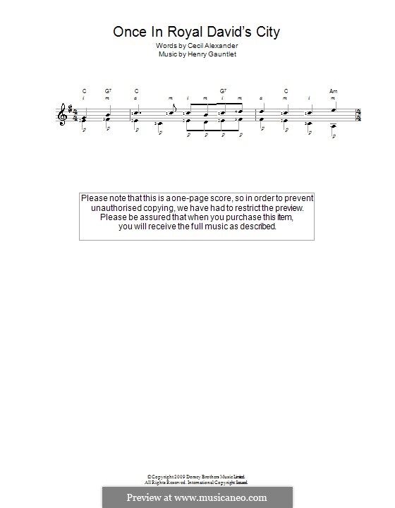 Once in Royal David's City (Printable scores): Für Gitarre by Henry John Gauntlett