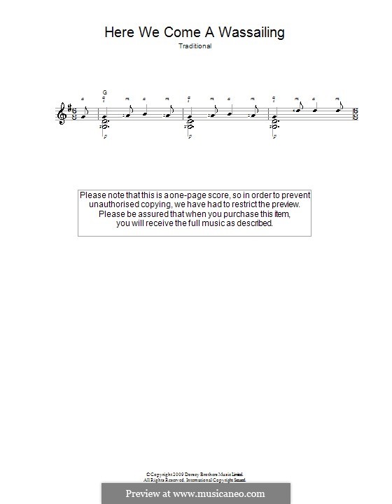 Here we Come a-Wassailing (Printable Scores) von folklore auf MusicaNeo