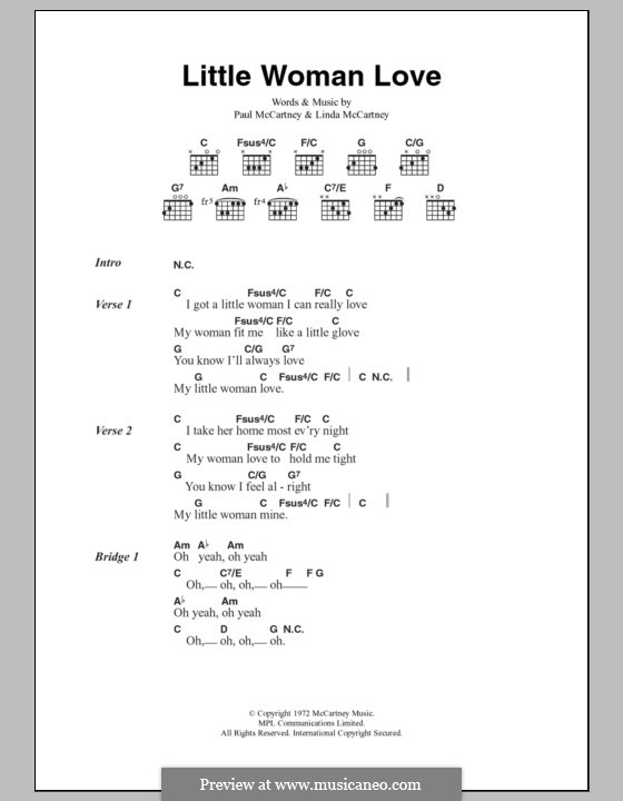 Little Woman Love (Wings): Text und Akkorde by Linda McCartney, Paul McCartney