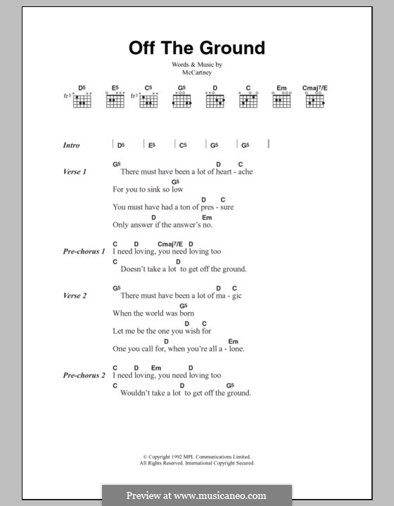 Off the Ground: Text und Akkorde by Paul McCartney