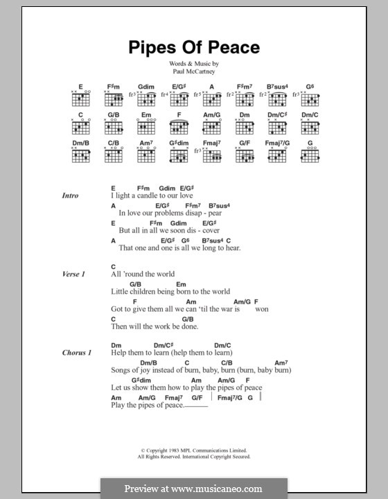 Pipes of Peace: Text und Akkorde by Paul McCartney