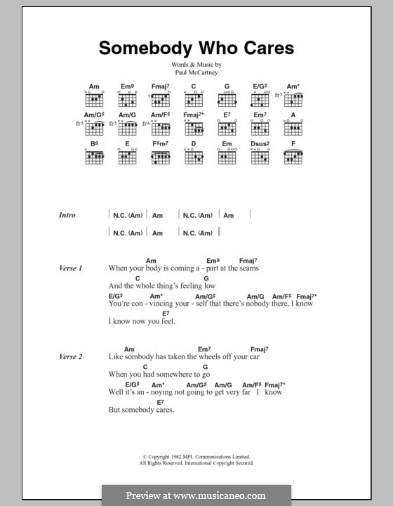 Somebody Who Cares: Text und Akkorde by Paul McCartney