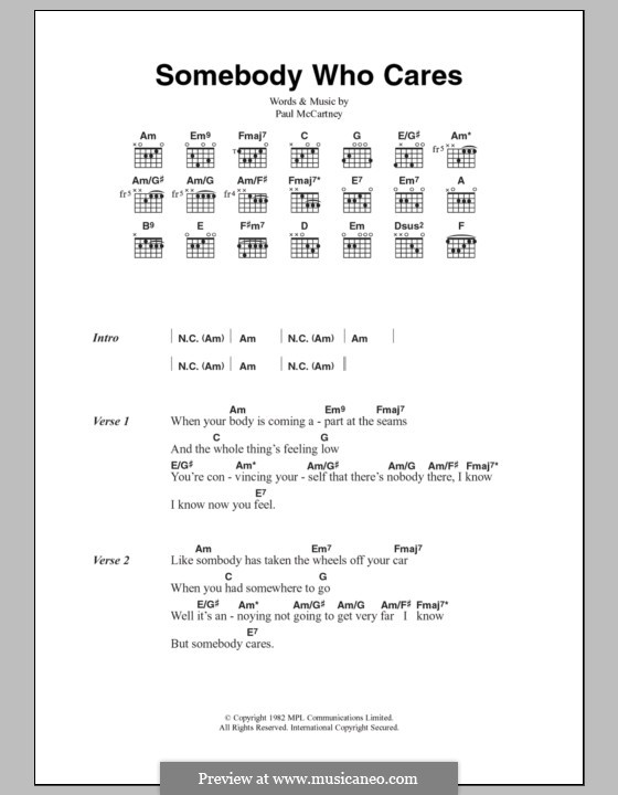 Somebody Who Cares: Text und Akkorde by Paul McCartney