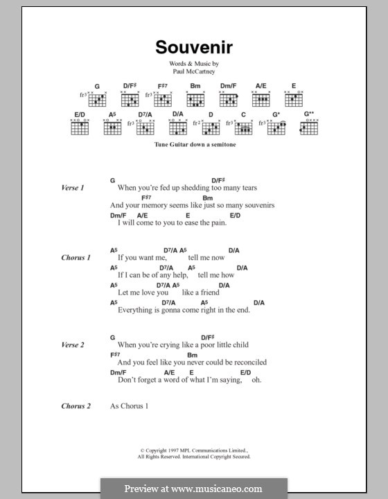 Souvenir: Text und Akkorde by Paul McCartney